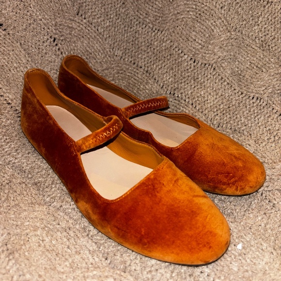 Everlane Shoes - NWOT Everlane The Day Velvet Mary Jane Ballet Flats Toasted Almond Size 8
